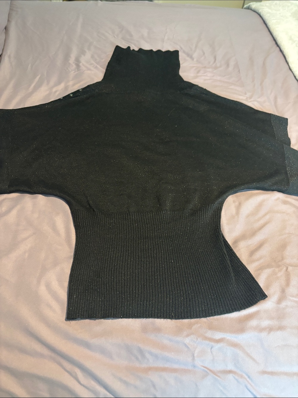 Black Turtleneck Ribbed Waist Women's Sweater